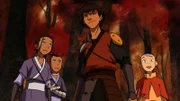L-R: Katara, Sokka, Jet, Aang