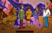L-R: Scooby-Doo, Shaggy, Velma, Daphne, Fred