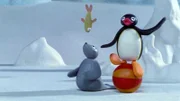 Guetnachtgschichtli Pingu Staffel 5 Folge 22 Pingu – Balanceakt Pingu und Robby beim Balancieren.  Copyright: SRF/Joker Inc., d.b.a., The Pygos Group