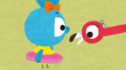 Am Strand lernen Bop und Boo (li.) das Flamingo-Mädchen Carmen (re.) kennen, die unbedingt Primaballerina werden möchte. Boo überredet Carmen, ihr und Bop auch das Balletttanzen beizubringen.