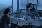 Patient lies on the bed