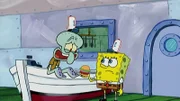 L-R: Squidward, SpongeBob