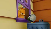 Ein Außerirdischer hebt in Garfields Haus die Schwerkraft auf.