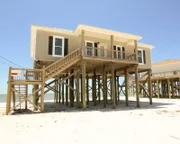 Outside view of the third home, which sits on the beach on Dauphin Island.