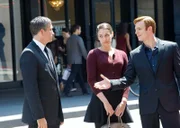 When Reese (Jim Caviezel, left) poses as a bodyguard in order to protect Sofia (Paloma Guzman), the privileged daughter of a diplomat. He is suspicious of her boyfriend, Jack (Nick Gehlfuss, right),