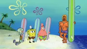L-R: Squidward, SpongeBob, Patrick, Jack Kahuna Laguna