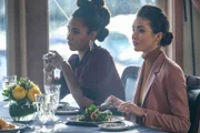 Nancy Drew -- "The Lady of Larkspur Lane" -- Image Number: NCD112b_0077b.jpg -- Pictured (L-R): Tiana Okoye as Amaya Alston and Maddison Jaizani as Bess -- Photo: Bettina Strauss/The CW -- © 2020 The CW Network, LLC. All Rights Reserved.