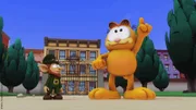 Paddy zeigt Garfield wie die Welt wäre, wenn es ihn nicht gäbe.