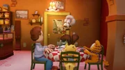 Garfield und Odie verkleiden sich als Jons Töchter, um in die Pizzeria zu kommen, in der Jon mit Liz zu Abend isst.