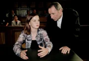 Vor Gericht befragt Oberstaatsanwalt Lotze (Henry van Lyck) Anja Schenk (Laura Syniawa), wie das Verhältnis zu ihrer leiblichen Mutter und zu ihren Adoptiveltern war.