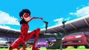 On the left: Ladybug, On the right: Cat Noir