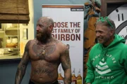 Glenn and RJ after selling their St. Patty's day swag, where RJ sold his own shirt off his back.