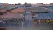 Rooftop view of tent city.