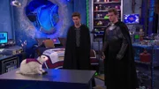 L-R: Dr. Colosso, Max Thunderman (Jack Griffo), Link Evilman (Barrett Carnahan)