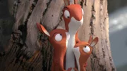 Die Eichhörnchen-Mutter erzählt ihren Kindern die Geschichte vom Grüffelokind.