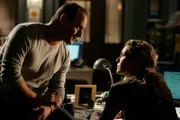 LAW & ORDER: SPECIAL VICTIMS UNIT -- "Underbelly" Episode 8007 -- Pictured: (l-r) Christopher Meloni as Det. Elliot Stabler, Connie Nielsen as Detective Dani Beck -- NBC Photo: Virginia Sherwood