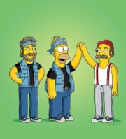 Die Tour von "Cheech & Chong" wird unterbrochen, da Tommy Chong aussteigt. Homer ist großer Fan des Duos und übernimmt seine Rolle. (v.l.n.r.) Chong, Homer und Cheech ...