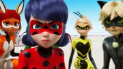 L-R: Volpina, Ladybug, Queen Bee, Cat Noir