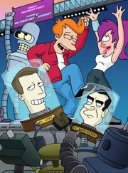 Noch ahnen Bender (l.), Fry (M.) und Leela (r.) nicht, welche Naturkatastrophe auf sie und auch auf Al Gore und Richard Nixon zukommt ...