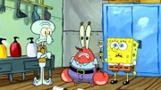 L-R: Squidward, Mr. Krabs, SpongeBob