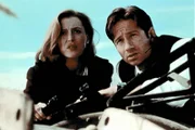 Scully (Gillian Anderson, l.) und Mulder (David Duchovny, r.) beobachten das Haus der Peacock Familie, die unter Verdacht steht, ein Baby gleich nach der Geburt vergraben zu haben ...