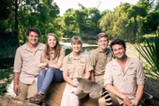 Chandler Powell, Terri, Bindi and Robert Irwin and Luke Reavley at the Australia Zoo.