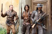 Treville (Hugo Speer), D’Artagnan (Luke Pasqualino) and Aramis (Santiago Cabrera)