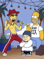 Homer (r.) lernt bei seinem Florida-Urlaub Kid Rock (l.) kennen ...