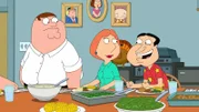 Ein ganz besonderes Thanksgivings-Fest wartet auf (v.l.n.r.) Peter, Lois und Quagmire ...
