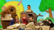 Elmo und seine Freunde singen den Nachbarschaftssong.