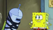 L-r: Trash bot, SpongeBob