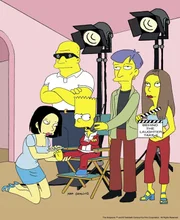 Bart (vorne, 3.v.l.) als Darsteller in der selbst gedrehten "Simpsons"-Serie.
