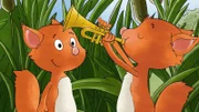 Billy und Benny üben fleißig Trompete.