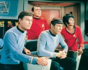 Dr. McCoy (DeForest Kelley), Spock (Leonard Nimoy)