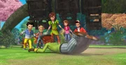 Mr. Ploof will vor den Kindern Michael, Lily, Peter Pan, Wendy und John als Held dastehen.