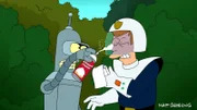 L-R: Auch nach dem Abschluss der Polizeiakademie hat Bender einfach keinen Respekt vor Fry