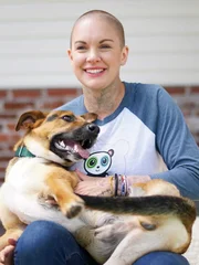 Amanda Giese with hopeful adoptee, Bean
