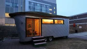 Ben Hayward's tiny house sits on the Carleton University campus in Ottawa, Ontario where he is working on some of the finishing touches of his masterpiece, as seen on Tiny House, Big Living.