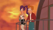 Der Versuch, einen Wetterballon aufsteigen zu lassen hat fatale Folgen: Fry (r.) und Leela (l.) wollen fliehen, doch es kommt alles ganz anders ...