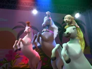 An dem großen Pferde-Tanz-Festival haben die Hundewelpen große Freude.