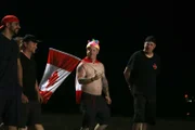 Team Canada's mascot letting his freak flag fly.