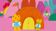 In den Bergen treffen Bop (li.) und Boo (re.) wieder einmal auf ihre Lama Freundin Lara, die einen wunderschönen Kaktus Garten hat. Leider fängt es plötzlich an zu regnen und Kakteen vertragen Regen so ganz und gar nicht.