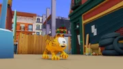 Garfield hat aus Versehen Hundefutter gegessen und glaubt nun, dass er sich in einen Hund verwandeln wird.