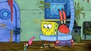 L-R: Plankton, SpongeBob, Mr. Krabs