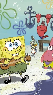 SpongeBob und seine Freunde veranstalten eine Fete. Um ein wenig Stimmung zu machen, hat SpongeBob seine Ukulele rausgekramt.