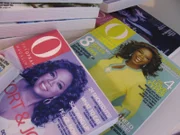 Edible O Magazine covers adorn the Oprah cake, as seen in 'Cake Boss' series 3 episode 303.