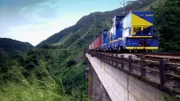 Dieser Zug der brasilianischen Eisenbahngesellschaft MRS Logística wird von einer der stärksten Zahnradlokomotiven der Welt angetrieben. Er wird für den Transport großer Mengen Eisenerz eingesetzt.