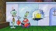L-R: Squidward, Mr. Krabs, SpongeBob SquarePants