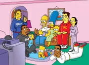 Homer (4.v.l.) soll beim Superbowl-Endspiel die Halbzeit-Show produzieren, doch wird ihm das gelingen?