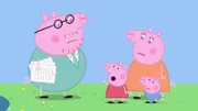 v.li.: Daddy Pig, Peppa Pig, Mummy Pig, George Pig